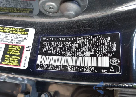 2016 Toyota Corolla S W/Special Edition Pkg z USA, uszkodzony, nr VIN 2T1BURHE6GC568500